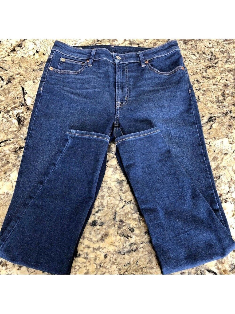 Size 30 X 27.5 Gap Ace Jeans Womens Denim Stretchy Tapered Dark Blue